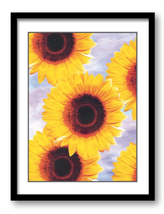 Sunflowers Flower Art Print Old Antique Vintage Printable Bathroom Bedroom Blue Beige Yellow Brown