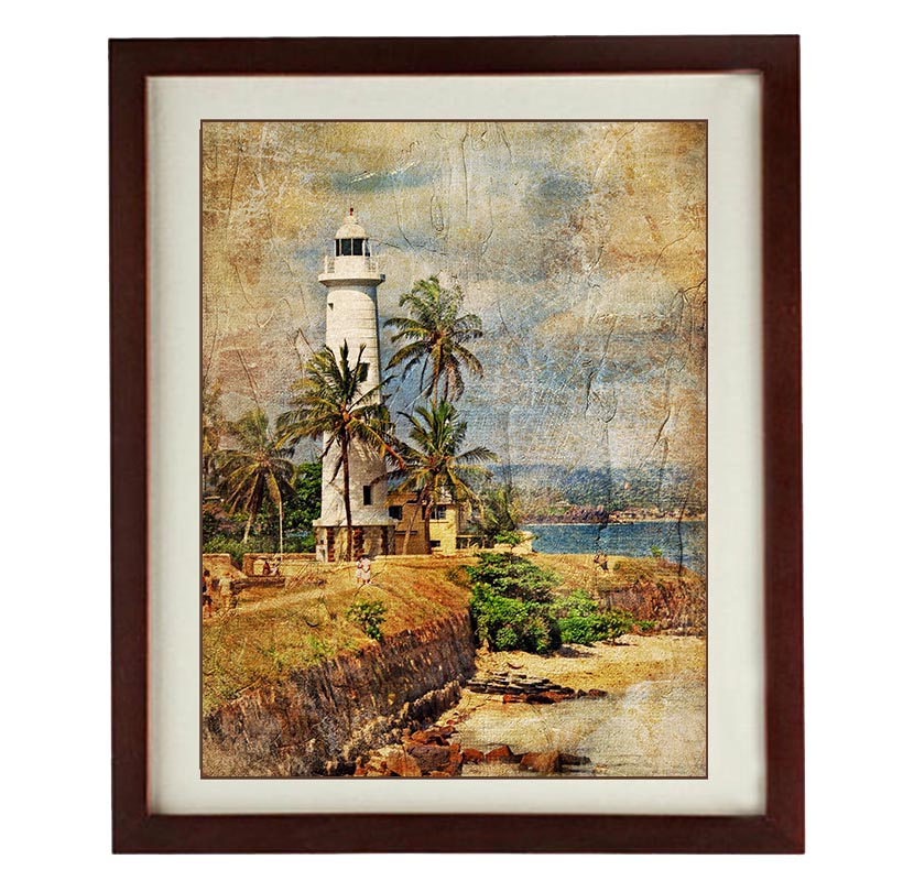 Vintage Lighthouse Palm Trees Art Print Parchment Paper Old Antique Style Printable Vintage People G