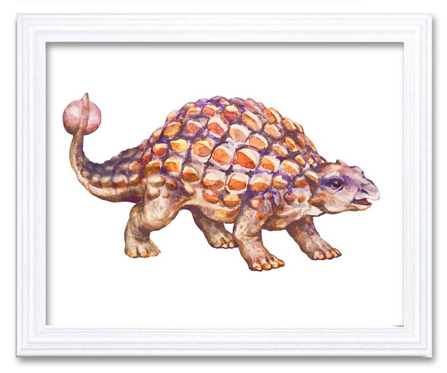 Ankylosaurus Watercolor Dinosaur Print Red Beige Dinosaur Wall Art Children Nursery Art Poster Home 