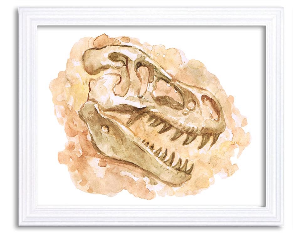 T-Rex Watercolor Dinosaur Bones Print Dinosaur Fossils Wall Art Children Nursery Art Poster Home Dec