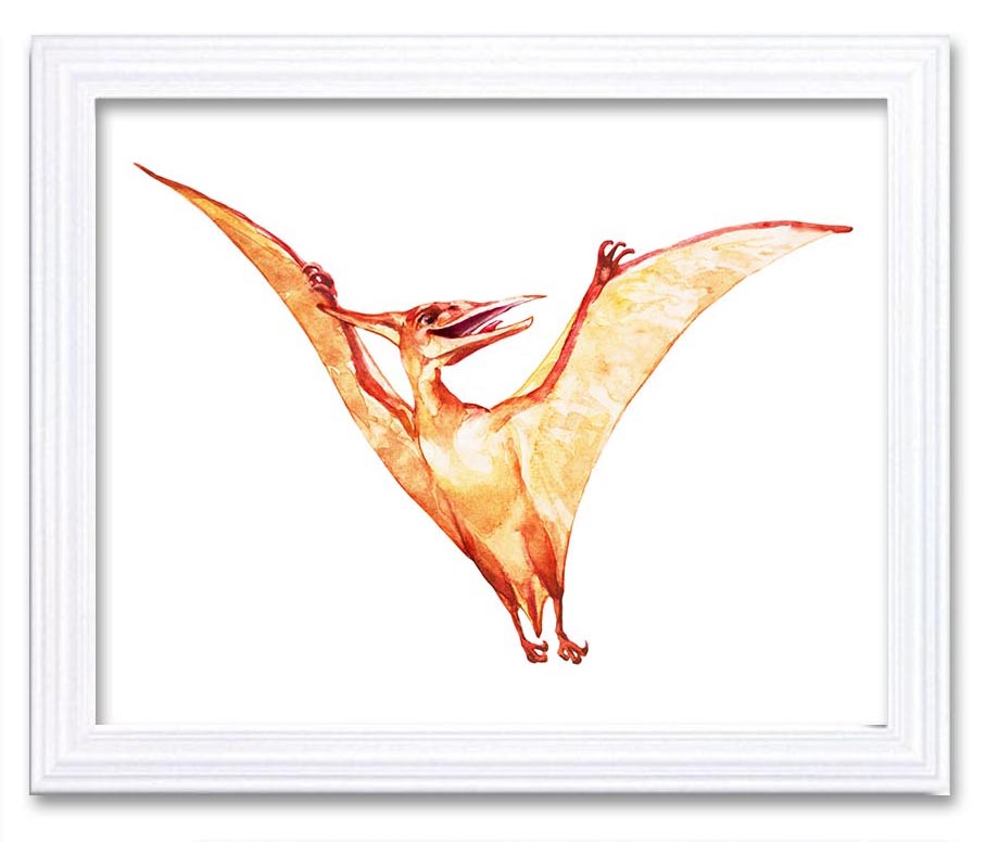 Pterodactyl Watercolor Dinosaur Print Beige Red Coral Dinosaur Wall Art Children Nursery Art Poster 