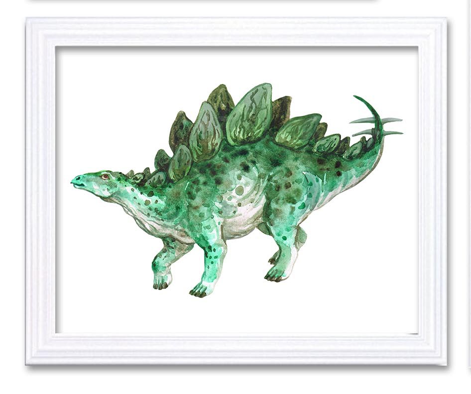 Stegosaurus Watercolor Green Dinosaur Print Dinosaur Wall Art Children Nursery Art Poster Home Decor