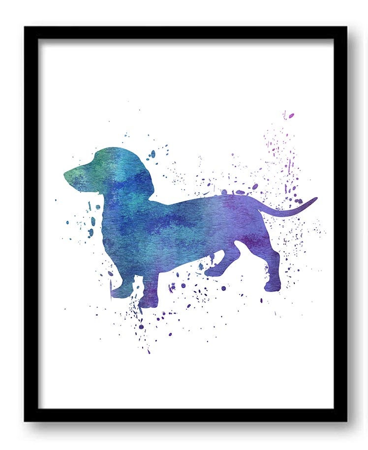 Dachshund Dog Watercolor Art Painting Print Poster Dog Art Painting Dog Breeds Home Decor Wall Art P