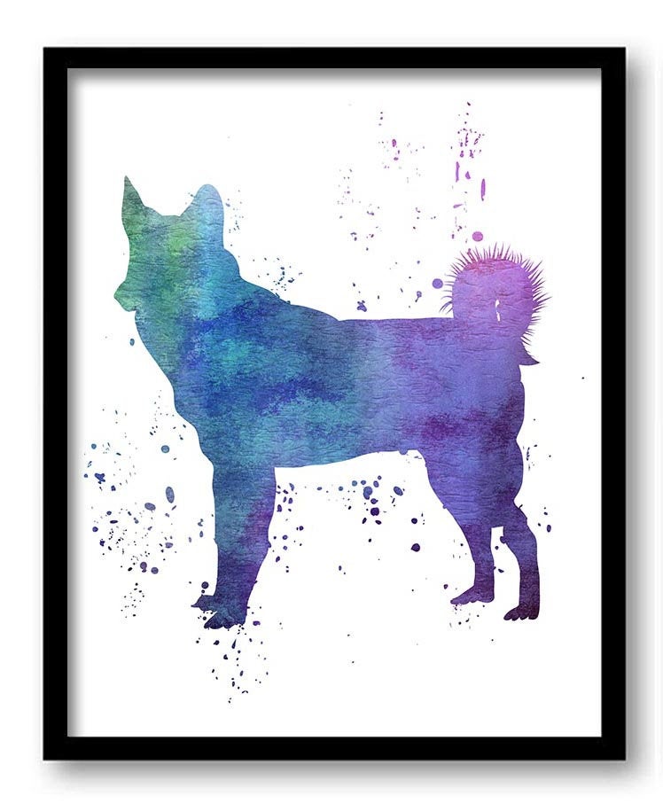 Husky Dog Watercolor Art Painting Print Poster Dog Art Painting Dog Breeds Home Decor Wall Art Pink 