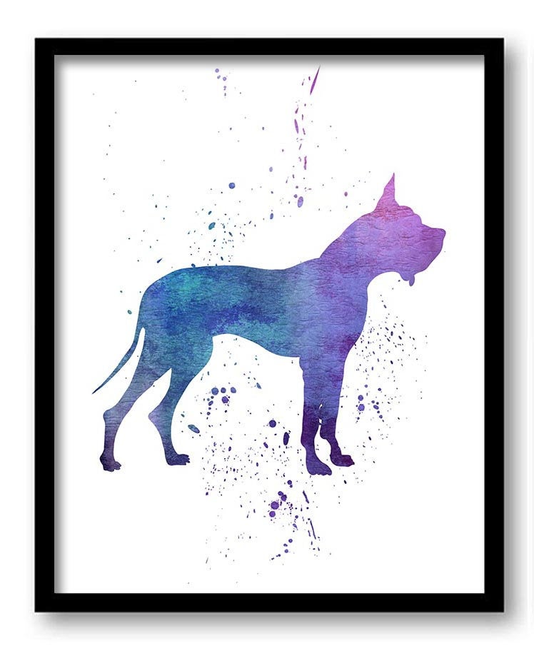 German Great Dane Dog Watercolor Art Painting Print Poster Art Painting Breeds Home Decor Wall Art P