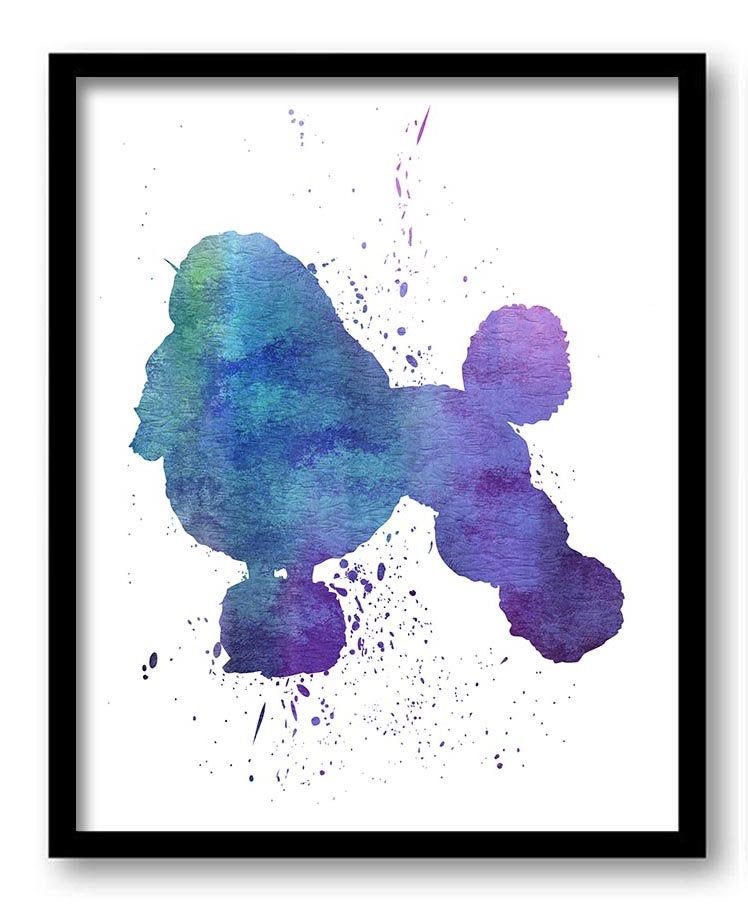 Poodle Dog Watercolor Art Painting Print Poster Dog Art Painting Dog Breeds Home Decor Wall Art Pink