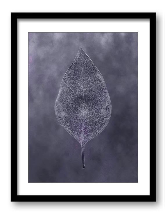 Navy Blue Purple Grey Leaves Leaf Bathroom Art Print Nature Landscape Elegant Watercolor Bathroom Wa