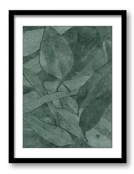 Green Leaves Leaf Bathroom Art Print Abstract Nature Landscape Modern Elegant Watercolor Bathroom Wa