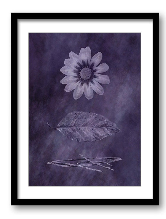 Purple Flower Leaves Leaf Bathroom Art Print Nature Landscape Modern Elegant Watercolor Bathroom Wal