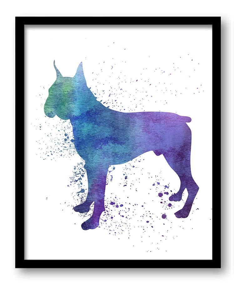 Boxer Dog Watercolor Art Painting Print Poster Dog Art Dog Painting Dog Breeds Home Decor Wall Art P