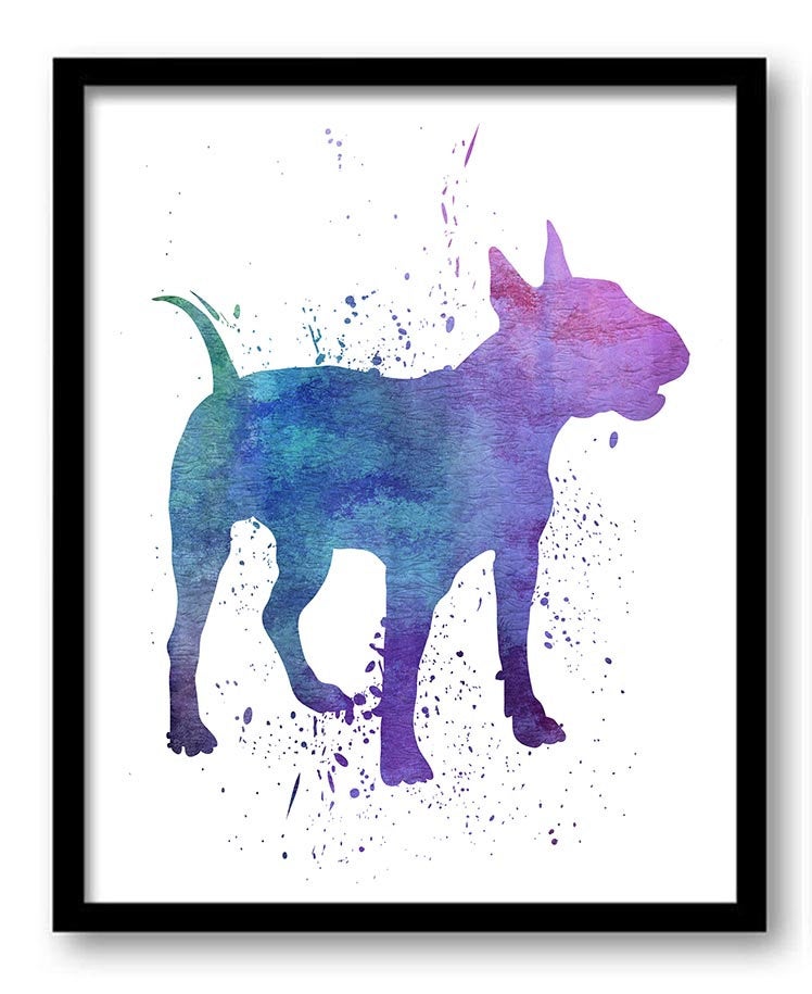 Bull Terrier Dog Watercolor Art Painting Print Poster Dog Art Dog Painting Breed Home Decor Wall Art